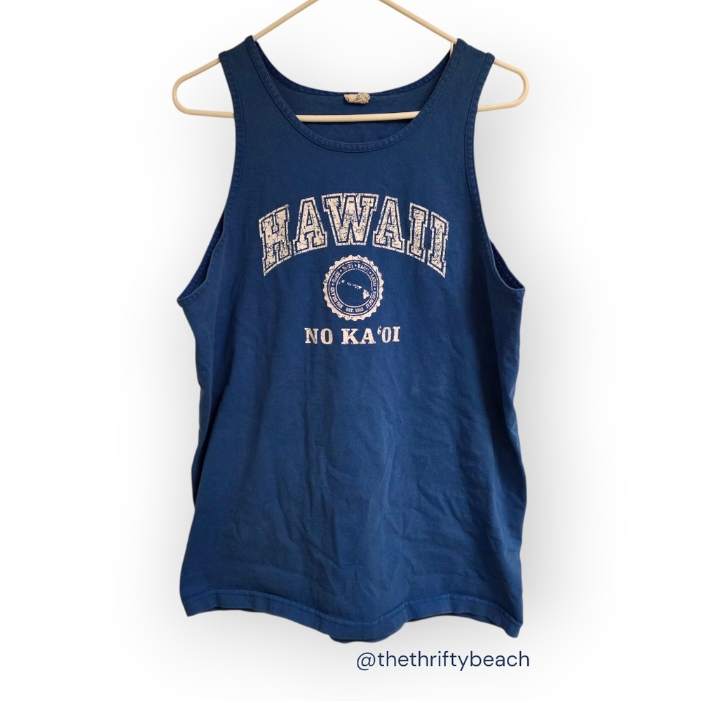 Hawaii No Ka 'Oi Blue Graphic Tank Top